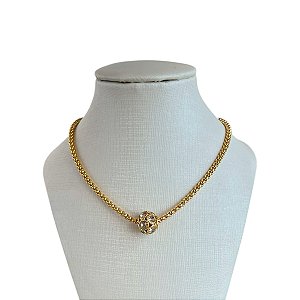 Colar Folheado Ouro 18k e Prata 925 Correntaria Berloque Cravejado