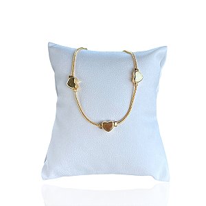 Pulseira Folheada Ouro 18k e Prata 925 Corações