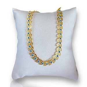 Pulseira Folheada Ouro 18k e Prata 925 Escamas Olho Grego