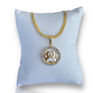 Pulseira Folheada Ouro 18k e Prata 925 Fita Laminada Pet Strass