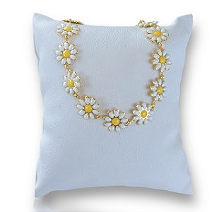 Pulseira Folheada Ouro 18k e Prata 925 Margaridas Resinada