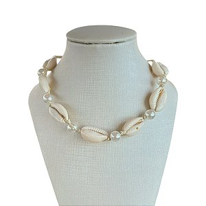 Choker Búzios Pérolas Bijuteria