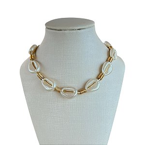 Choker Búzios Fio Dourada Bijuteria