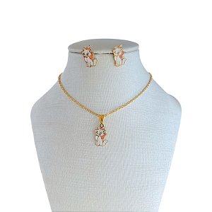 Conjunto Folheado Ouro 18k Infantil Gata Marie