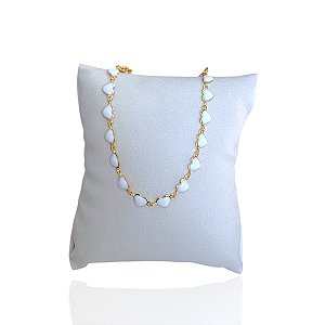 Pulseira Folheada Ouro 18k e Prata 925 Corações Resinado