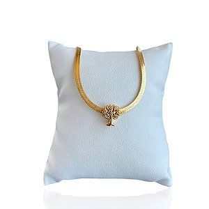 Pulseira Folheada Ouro 18k Fita Laminada Árvore Da Vida