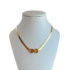 Choker Folheada Ouro 18k Fita Laminada Infinito