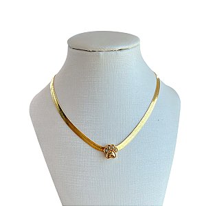 Choker Folheada Ouro 18k Fita Laminada Pet