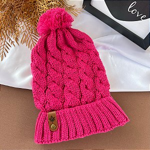 Touca Gorro Pompom Rosa Pink