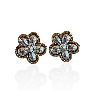 Brinco Bijuteria Dois Banhos Flor