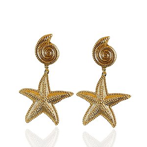 Brinco Bijuteria Ouro e Prata Estrela do Mar