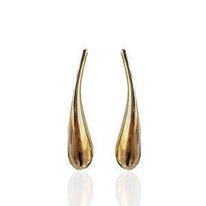 Brinco Bijuteria Ouro e Prata Gota Cumprida