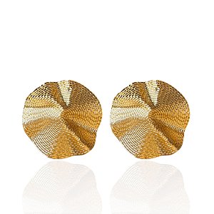 Brinco Bijuteria Dourado Leque