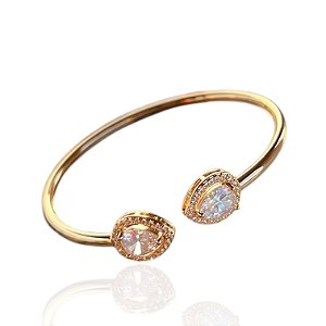 Bracelete Folheado Ouro 18k e Prata 925 Gota Cravejada