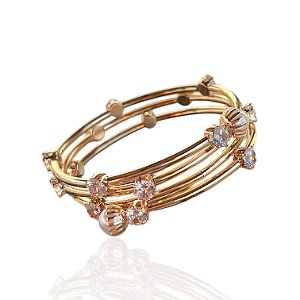 Bracelete Folheado Ouro 18k e Prata 925 Mola Strass Pérolas