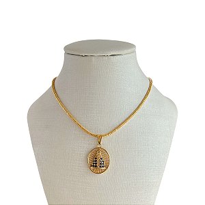 Colar Folheado Ouro 18k Nossa Senhora Cravejada