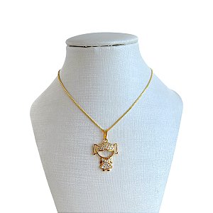 Colar Folheado Ouro 18k e Prata 925 Filho Cravejado