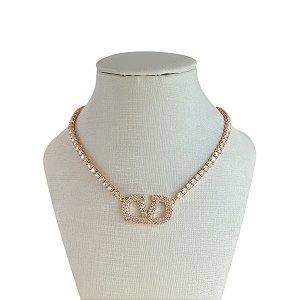 Colar Folheado Ouro 18k e Prata 925 Riviera Inspired Cravejado