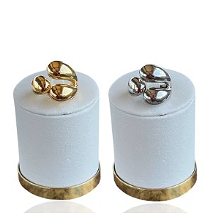 Anel Ajustável Bijuteria Dourado e Prata Orgânico