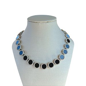 Colar Folheado Ouro 18k e Prata 925 Inspired Redondo Cravejado