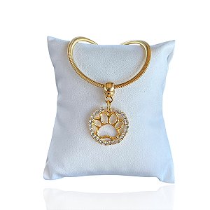 Pulseira Folheada Ouro 18k Lacraia Patinha Pet Strass