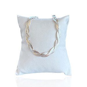Pulseira Folheada Prata 925 Fita Trançadas