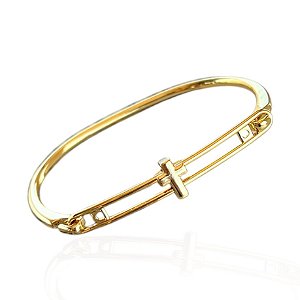 Bracelete Folheado Ouro 18k Passante Cruz