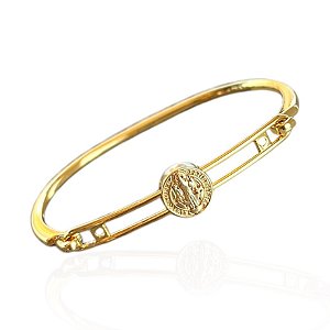 Bracelete Folheado Ouro 18k Passante São Bento