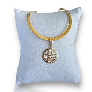 Pulseira Folheada Ouro 18k e Prata 925 Fita Laminada Pai Nosso