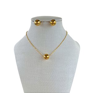 Conjunto Folheado Ouro 18k e Prata 925 Bolinha
