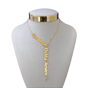 Colar Folheado Ouro 18k e Prata 925 Livrai-nos Do Mal Amém