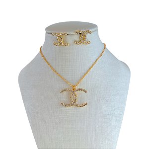 Conjunto Folheado Ouro 18k e Prata 925 Inspired Strass
