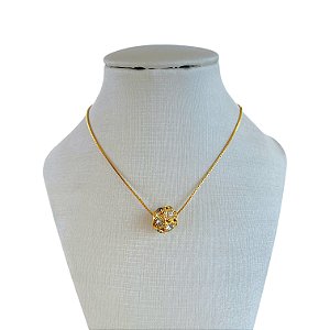 Colar Folheado Ouro 18k e Prata 925 Berloque Cravejado