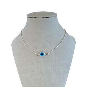 Choker Folheada Prata 925 Olho Grego