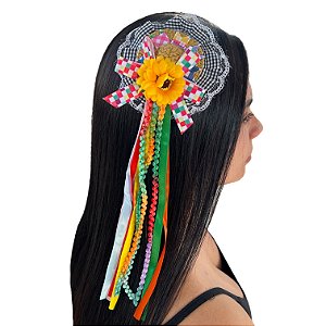 Presilha Chapéu Xadrez Fios Pompom