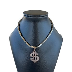 Corrente Masculina Aço Inoxidável Cifrão