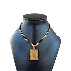 Corrente Masculina Aço Inoxidável Medalha O Senhor é o Meu Pastor