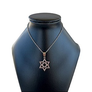 Corrente Masculina Aço Inoxidável Estrela de Davi