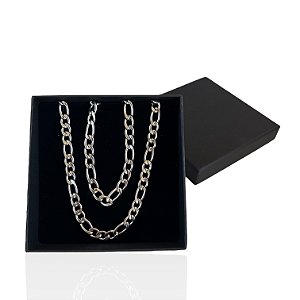 Conjunto Masculino Aço Inoxidável Prata + Caixa Presente