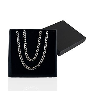 Conjunto Masculino Aço Inoxidável Prata + Caixa Presente