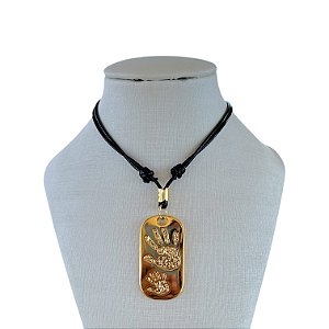 Cordão de Couro Masculino Placa Pai e Filho