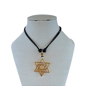 Cordão de Couro Masculino Estrela de Davi