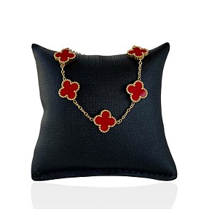 Pulseira Masculina Aço Inoxidável 5 Trevos Resinado