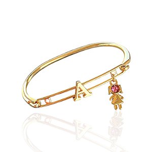 Bracelete Folheada Ouro 18k Letra Inicial Menina Color