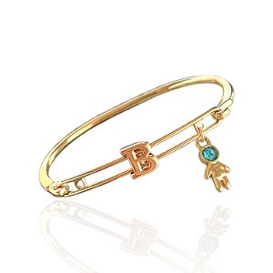 Bracelete Folheada Ouro 18k Letra Inicial Menino Color