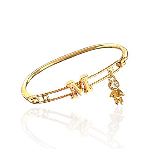 Bracelete Folheada Ouro 18k Letra Inicial Menino Transparente