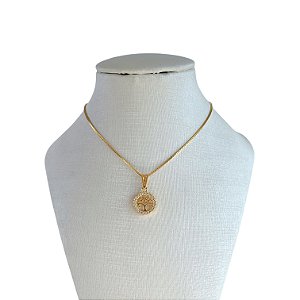 Colar Folheado Ouro 18k Árvore da Vida Cravejado