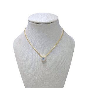 Colar Folheado Ouro 18k Ponto de Luz Cravejado