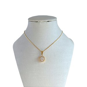 Colar Folheado Ouro 18k Ponto de Luz Cravejado