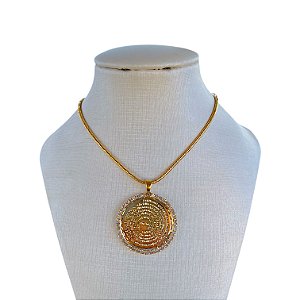 Colar Folheado Ouro 18k Correntaria Pai Nosso Strass